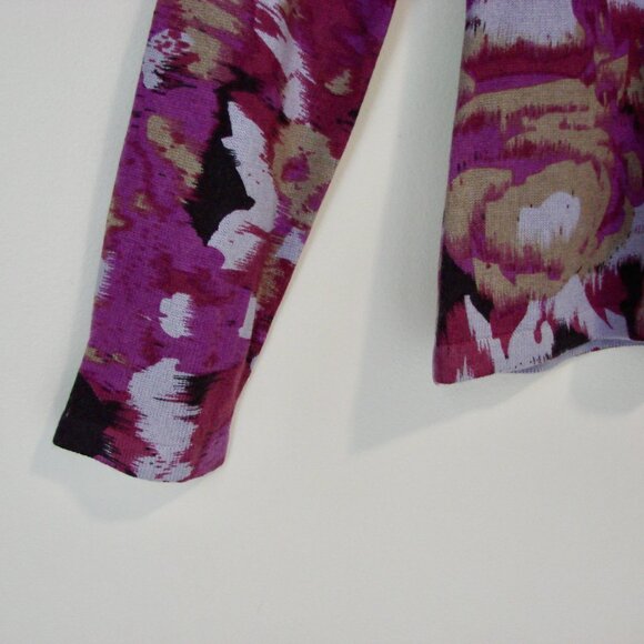 Cashmere Silk Sweater Cardigan Crewneck Preppy Purple Black Rhinestones Medium - Picture 7 of 13